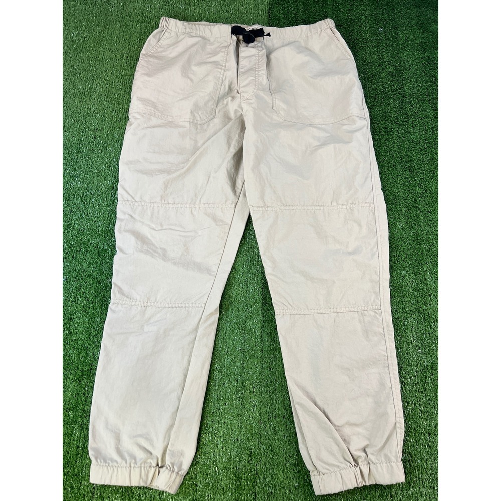 PacSun Mens Nylon Jogger Pants Tan Khaki Utility Gorpcore Belted Size Large